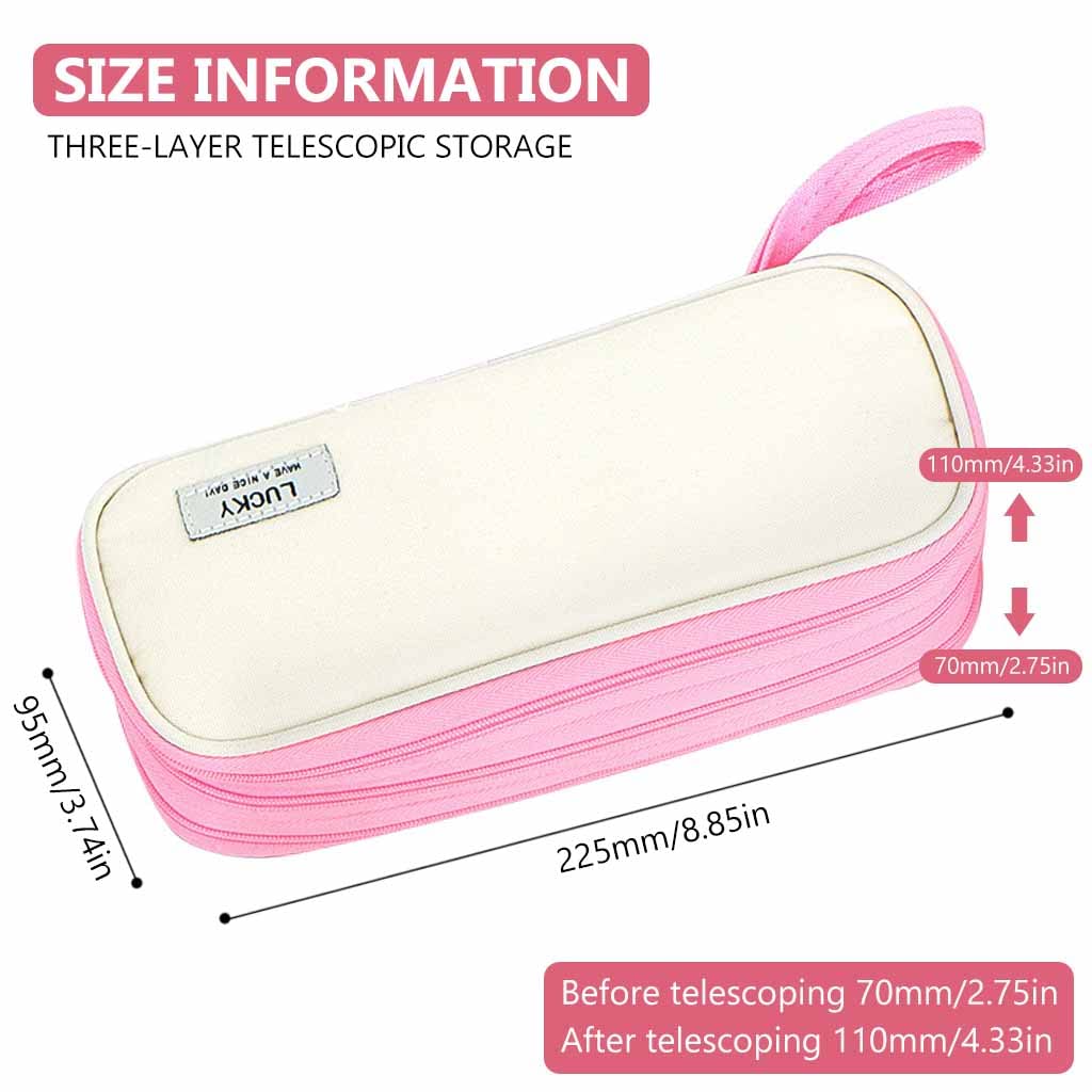 Climberty® Large Capacity Pencil Case, Foldable Design Canvas Pencil Pouch with Zipper Compartments & Handle, 3 Layers of Storage 3 Zippers, Aesthetic Pencil Case for Girls Adults Studen (Pink) Climberty® Large Capacity Pencil Case, Foldable Design Canvas Pencil Pouch with Zipper Compartments & Handle, 3 Layers of Storage 3 Zippers, Aesthetic Pencil Case for Girls Adults Studen (Pink)